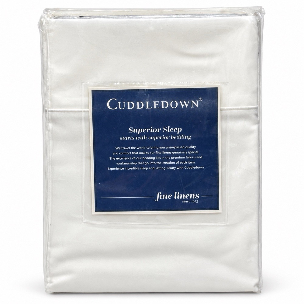 Cuddledown Queen Flat Sheet Ivory 400TC Wrinkle-Free Percale Cotton 94x105 New